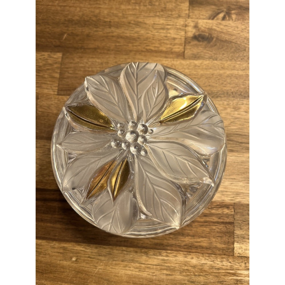 Studio Nova Poinsettia Crystal Powder Box Trinket Dish With Lid